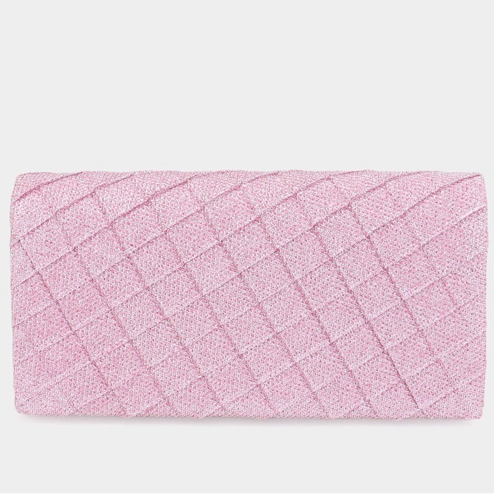 Pink & Gold Sparkly Quilted Clutch Crossbody Bag